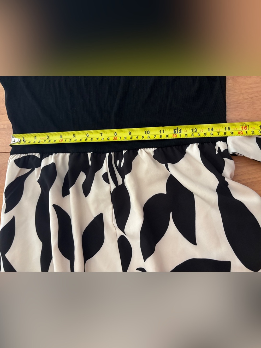 Professional Black & Cream Short-Sleeve A-Line Dress with Printed Skirt ~ Large - Picture 9 of 14